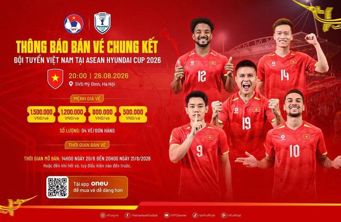 Vé cho trận Chung kết lượt về trên sân Mỹ Đình sẽ chính thức được Liên đoàn bóng đá Việt Nam (VFF) mở bán vào 14h ngày 20/8. (Ảnh: VFF)