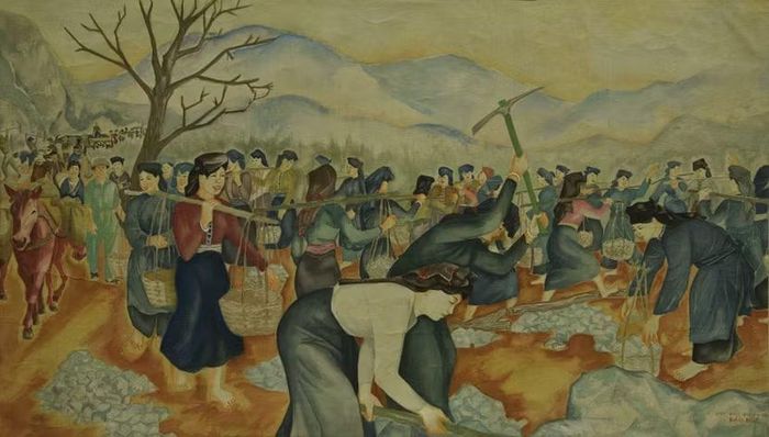 Tác phẩm "Việt Bắc" của họa sĩ Đào Đức, lụa, 1954