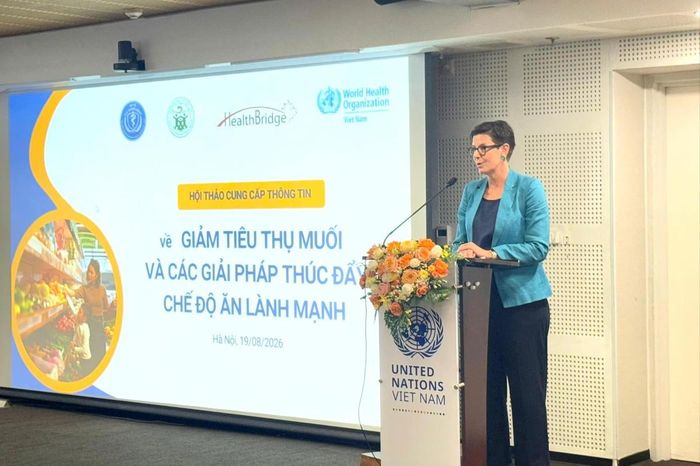 TS Angela Pratt, Trưởng đại diện WHO tại Việt Nam phát biểu tại hội thảo. Ảnh: L.H