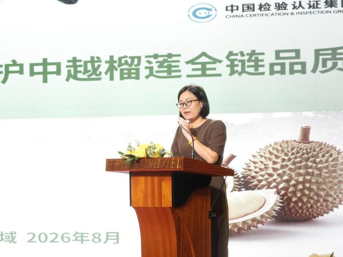 Đại diện Tập đoàn Chứng nhận và Giám định Trung Quốc phát biểu. Ảnh: Thanh Nga.