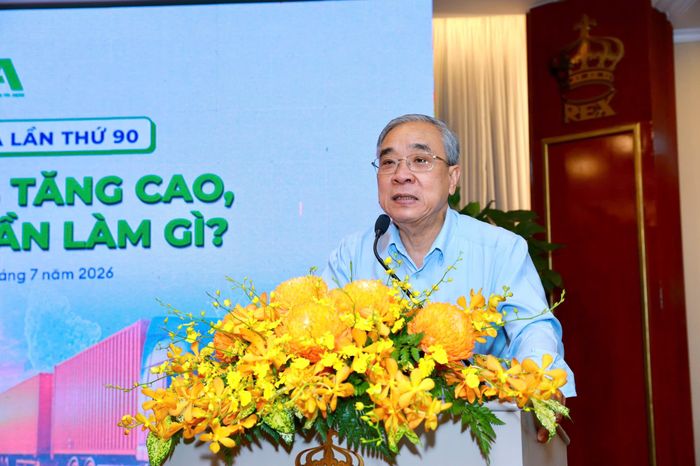 Ông Nguyễn Ngọc Hòa, Chủ tịch Hiệp hội Doanh nghiệp TP.HCM (HUBA) tại Talkshow Cafe Doanh nhân HUBA hồi tháng 7. Ảnh: HUBA.