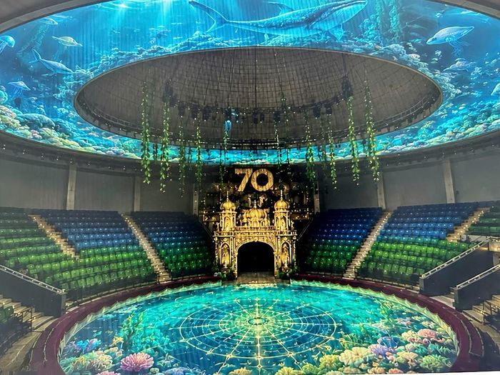 Ứng dụng công nghệ mapping vào show diễn trong rạp xiếc tròn 360 độ là điều đặc biệt và hấp dẫn cũng như thực sự mới lạ khi đến với Rạp xiếc Trung ương