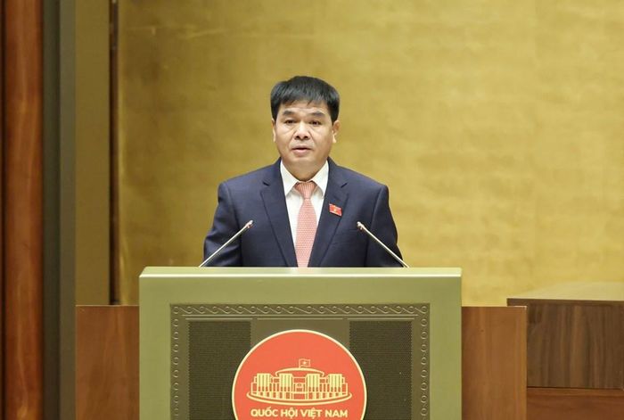 Phó Chủ nhiệm Ủy ban Kinh tế và Tài chính Nguyễn Hữu Toàn trình bày Báo cáo ý kiến về định hướng xây dựng dự án Luật Ngân sách nhà nước (hợp nhất)