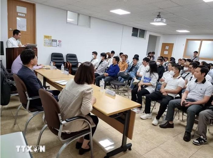 Tư vấn nâng cao kiến thức pháp luật cho lao động Việt Nam tại Hàn Quốc. Ảnh: TTXVN