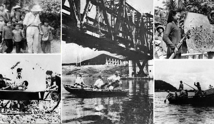 Cán bộ, chiến sĩ Công an Thanh Hóa chiến đấu bảo vệ Hàm Rồng, đồng thời hướng dẫn nhân dân sơ tán đến nơi an toàn trong năm 1972. Ảnh tư liệu