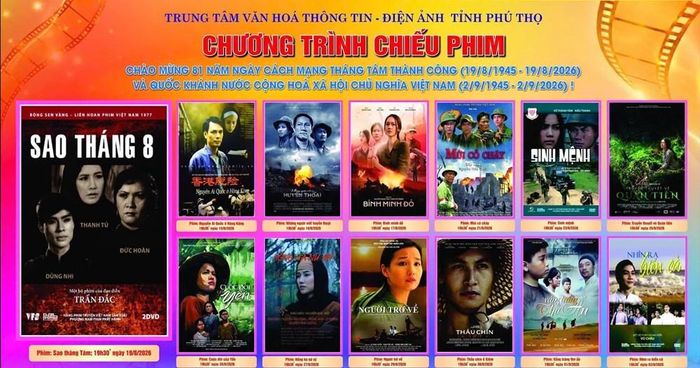 Các tác phẩm điện ảnh được giới thiệu trong đợt phim chào mừng 81 năm Cách mạng Tháng Tám và Quốc khánh 2.9 tại Phú Thọ