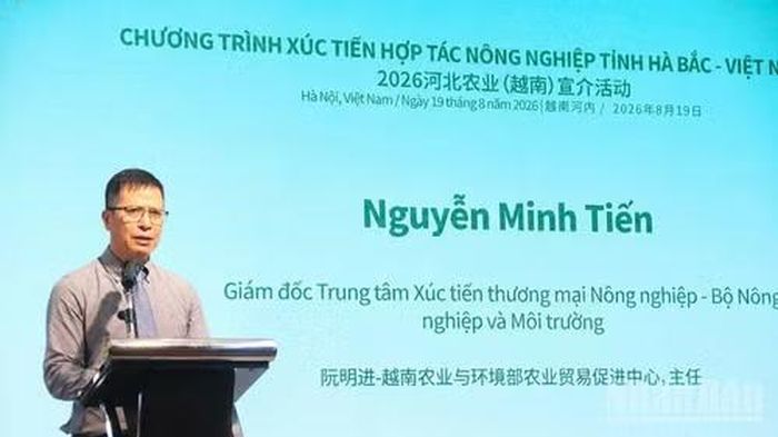 Ông Nguyễn Minh Tiến, Giám đốc Trung tâm Xúc tiến thương mại nông nghiệp (Bộ Nông nghiệp và Môi trường Việt Nam) tại chương trình. (Ảnh: HẬU NGUYỄN)