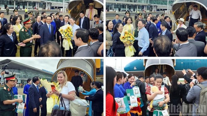 Những vị khách đến Lâm Đồng trên những chuyến bay đầu tiên ngày 19/8. (Ảnh: MAI VĂN BẢO)