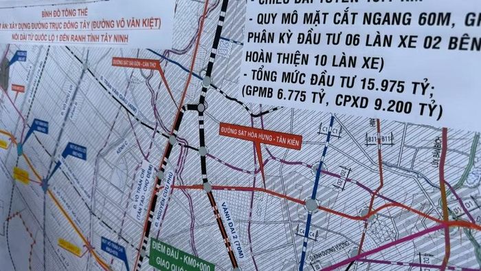 Phương án đầu tư xây dựng đường trục đông-tây dài 15km. (Ảnh: VÕ LÊ)
