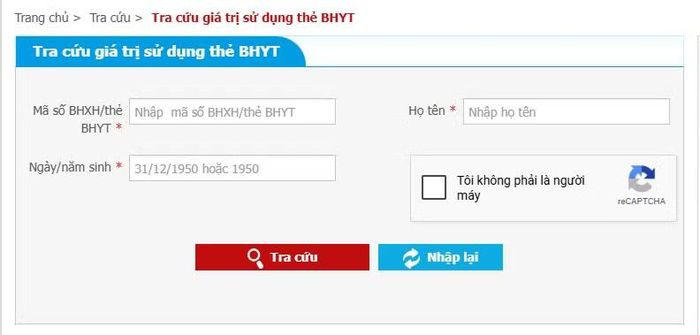 Cách tra cứu giá trị sử dụng thẻ bảo hiểm y tế (Bước 1)