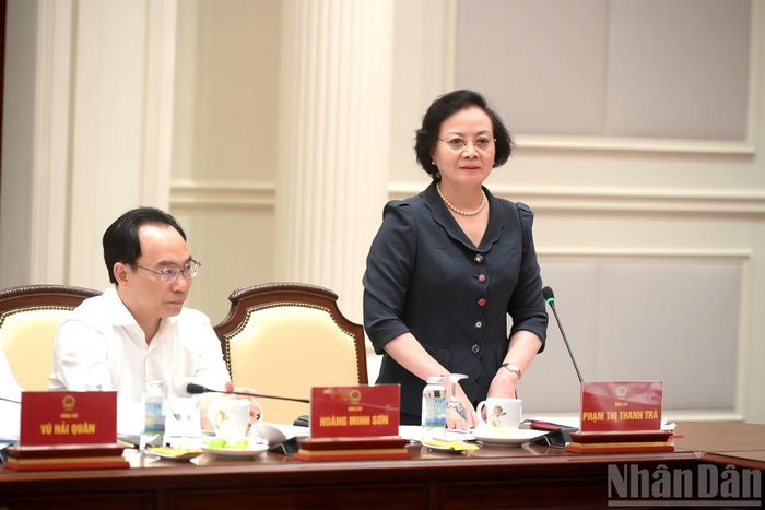 Phó Thủ tướng Chính phủ Phạm Thị Thanh Trà phát biểu tại cuộc làm việc.