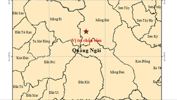 Vị trí chấn tâm trận động đất lúc 8 giờ 21 phút 48 giây ngày 19-8. Ảnh: igp-vast.vn