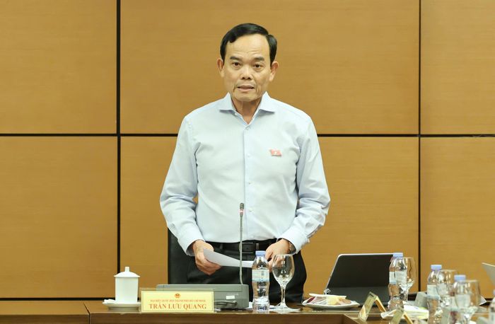  Bí thư Thành ủy TPHCM Trần Lưu Quang nhấn mạnh sự liên quan chặt chẽ giữa thị trường bất động sản và hệ thống tài chính. Ảnh: QUANG PHÚC 