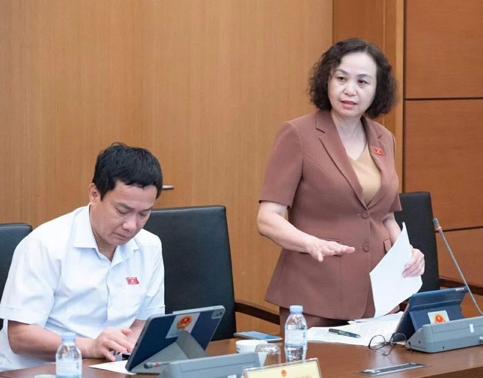 Phó Chủ tịch Hội đồng Dân tộc Cao Thị Xuân, ĐBQH tỉnh Thanh Hóa, phát biểu. (Nguồn: Quốc hội)