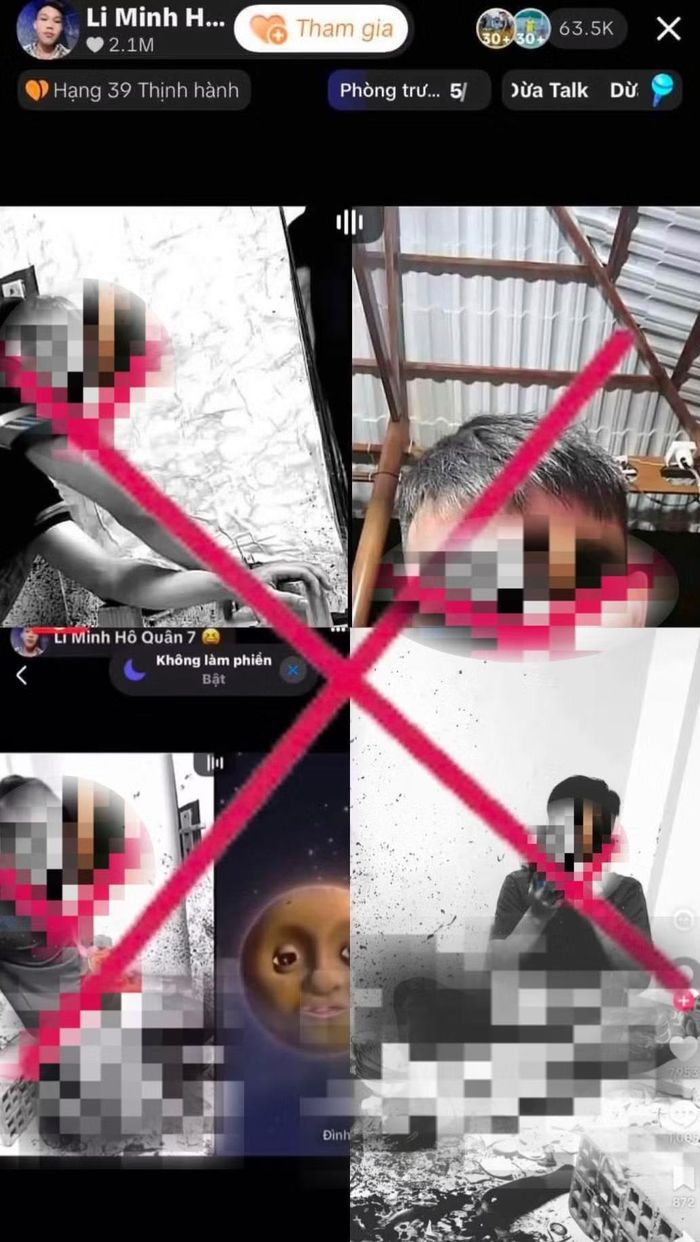 Những hình ảnh livestream gây phản cảm lan truyền trên mạng xã hội.