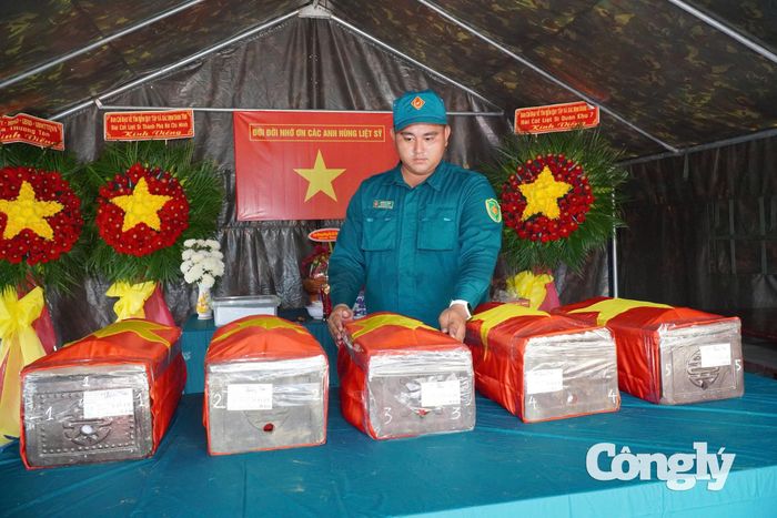 5 hài cốt liệt sĩ được quy tập tại xã Thường Tân.
