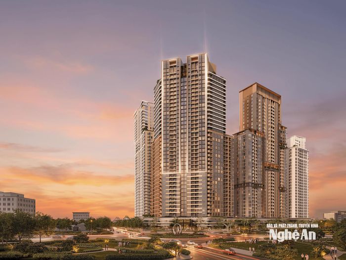 Phối cảnh tổ hợp nhà ở, thương mại, dịch vụ do Sun Group làm chủ đầu tư tại phường Trường Vinh. Ảnh: CSCC