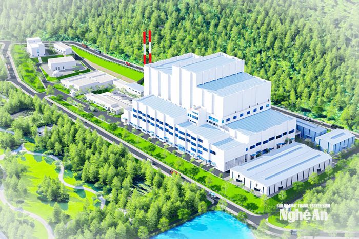 Nhà máy Điện rác Nghệ An được xây dựng trên quy mô gần 7,2 ha, tổng mức đầu tư 4.056 tỷ đồng, công suất xử lý 1.500 tấn rác/ngày đêm và công suất phát điện 30 MW.. Ảnh CSCC