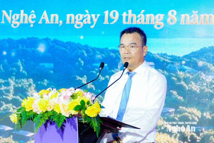Ông Hoàng Văn Dương - Chủ tịch Hội đồng Quản trị Công ty TNHH MTV SunWin phát biểu tại Lễ khởi công. Ảnh: Phạm Bằng