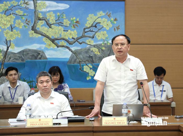 ĐBQH Trần Đức Thuận - Phó Chủ nhiệm Ủy ban Quốc phòng, An ninh và Đối ngoại của Quốc hội phát biểu thảo luận tổ. Ảnh: Khánh Duy