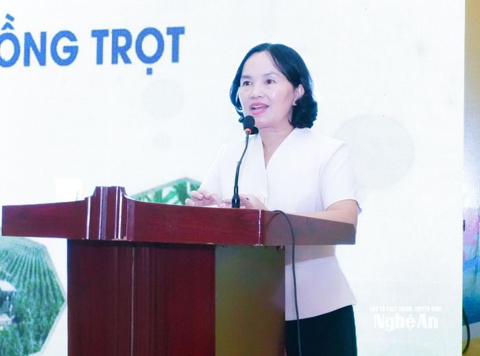 Phó Giám đốc Sở Nông nghiệp và Môi trường Nghệ An Võ Thị Nhung phát biểu khai mạc hội nghị. Ảnh: Mai Hoa