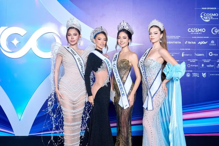 Hình ảnh công bố chủ đề mùa giải mới và các đại diện Miss Cosmo 2026 tại sự kiện khởi động cuộc thi. (Ảnh: CTV/Vietnam+)