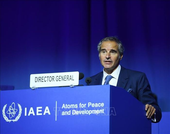 Tổng Giám đốc IAEA Rafael Grossi phát biểu tại Vienna, Áo. Ảnh: THX/TTXVN