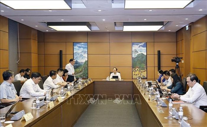 Đoàn đại biểu Quốc hội TP Đồng Nai và tỉnh Thái Nguyên thảo luận ở tổ, chiều 19/8. Ảnh: Doãn Tấn/TTXVN