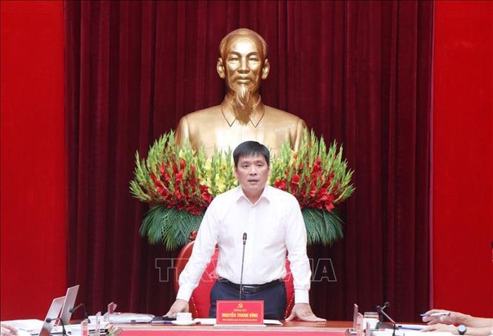 Ông Nguyễn Thanh Bình phát biểu tại buổi làm việc. Ảnh: Thu Hương/TTXVN