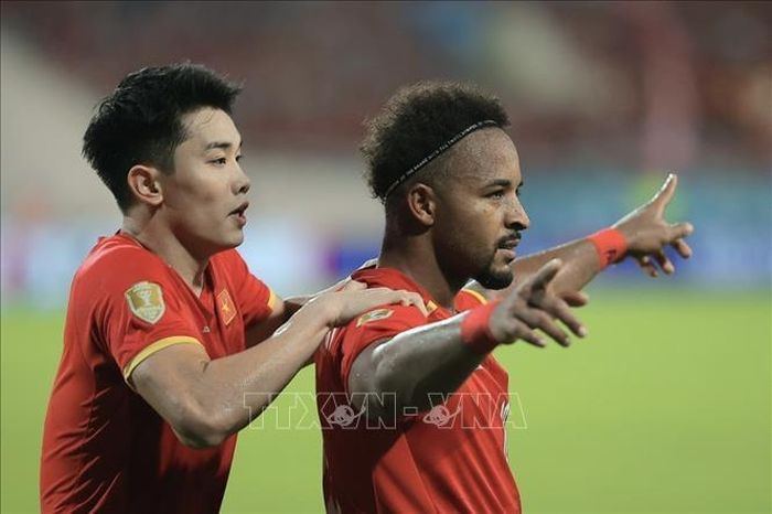 Xuân Son ăn mừng sau khi ghi bàn thắng ấn định chiến thắng 2-0 cho đội tuyển Việt Nam ở phút 89. Ảnh: Minh Quyết/TTXVN