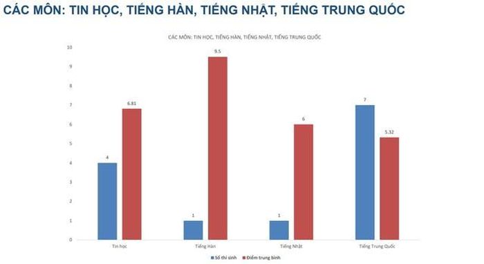 Các môn Tin học, Tiếng Hàn, Tiếng Nhật và Tiếng Trung Quốc.