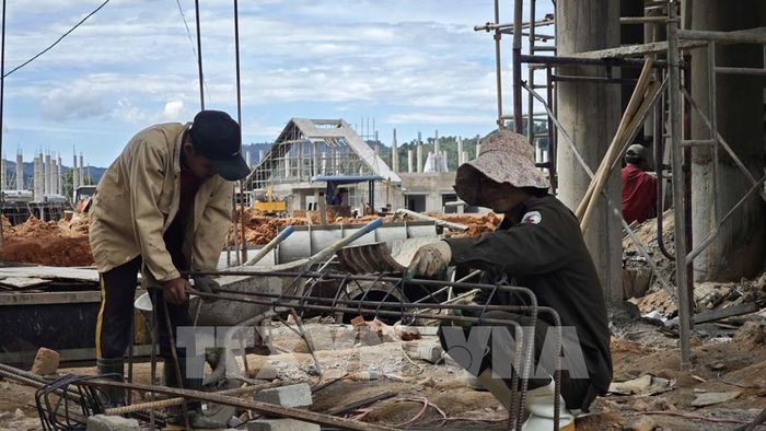 Tiến độ thi công đang được đẩy nhanh. Ảnh: Mai Trang - TTXVN