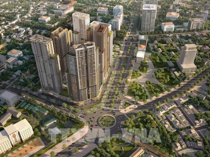 Phối cảnh Tổ hợp nhà ở, thương mại dịch vụ Trường Vinh. Ảnh: Trịnh Duy Hưng - TTXVN 