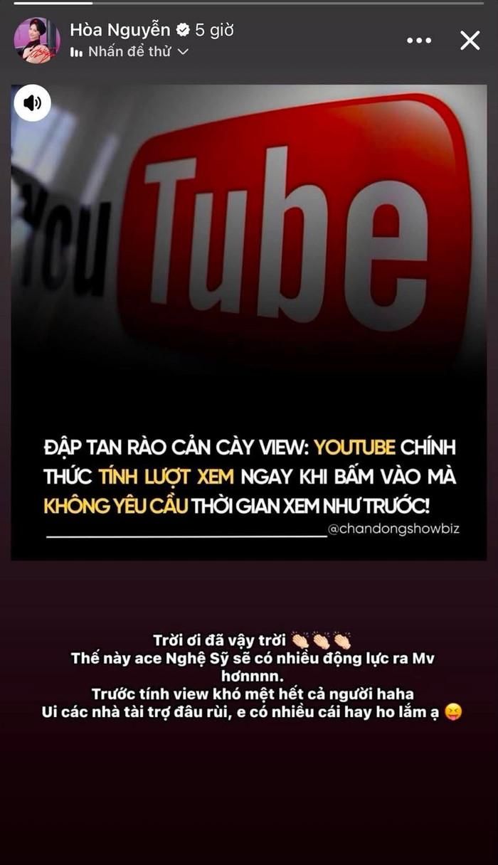 Tin bài trên trang cá nhân của Hòa Minzy. Ảnh chụp màn hình FBNV