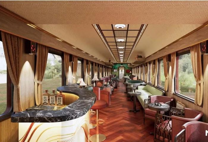 Thiết kế 3D nội thất toa VIP tàu hạng sang Hoa phượng đỏ