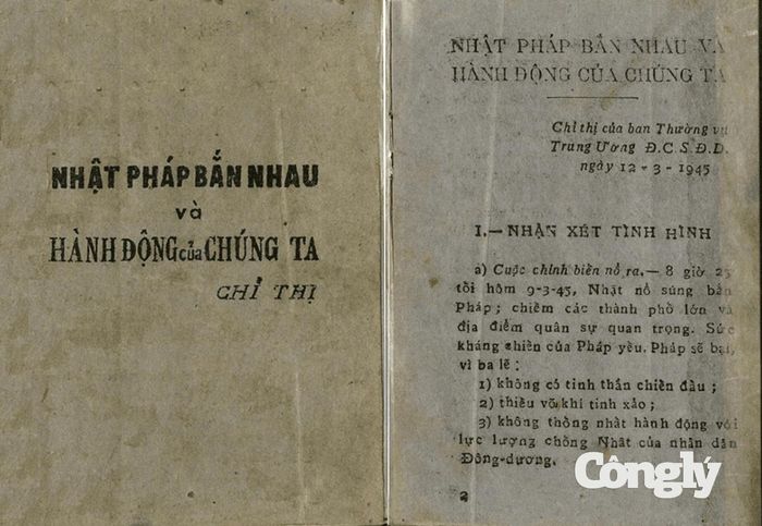 Chỉ thị “Nhật - Pháp bắn nhau và hành động của chúng ta” (Ảnh Bảo tàng Lịch sử Quốc gia)