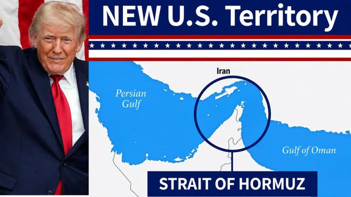 Bản đồ eo biển Hormuz với dòng chữ lãnh thổ mới của Mỹ được Tổng thống Donald Trump đăng ngày 18/8. Ảnh: The Times of India.