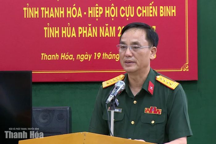 Chủ tịch Hội CCB tỉnh Thanh Hóa Lê Văn Diện phát biểu tại hội đàm.