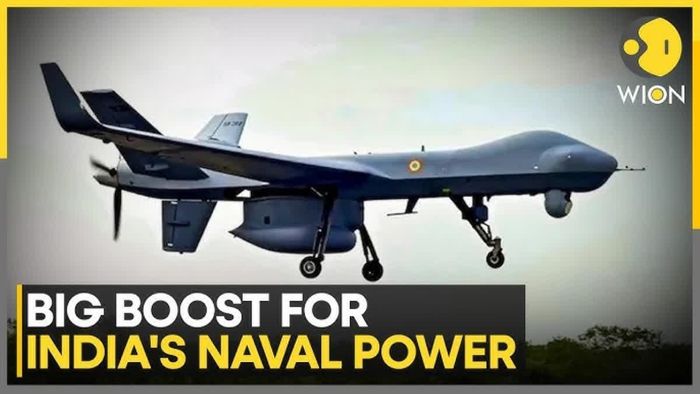Hải quân Ấn Độ đã thuê 2 máy bay không người lái MQ-9B SeaGuardian của Mỹ nhằm tăng cường năng lực giám sát hàng hải. Ảnh chụp màn hình.