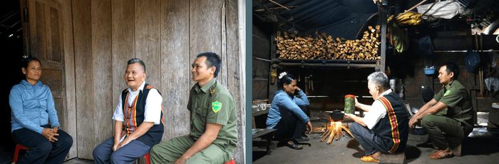 Với già làng Hồ Văn Ly, việc vận động bà con bắt đầu từ những câu chuyện gần gũi trong đời sống hằng ngày. Ảnh: TRÂM ANH