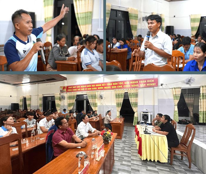Diễn đàn đối thoại định kỳ là dịp để cán bộ Công an xã gần dân, lắng nghe và hiểu dân hơn. Ảnh: HỮU TRUNG