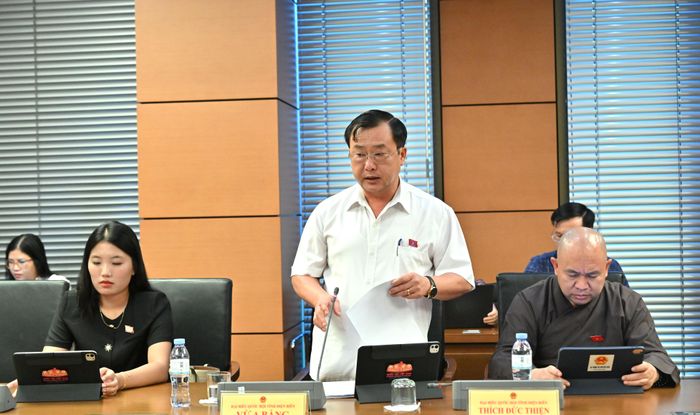 Đại biểu Quốc hội Vừ A Bằng phát biểu tại phiên thảo luận.
