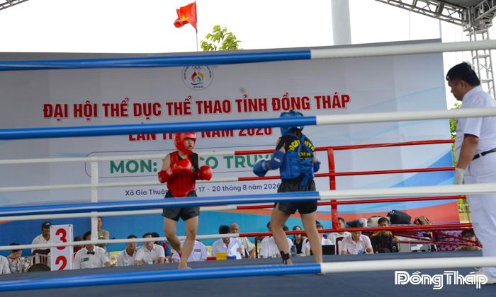 Các vận động viên tranh tài tại hội thi đấu võ thuật, góp phần tạo không khí sôi nổi cho chuỗi hoạt động văn hóa.