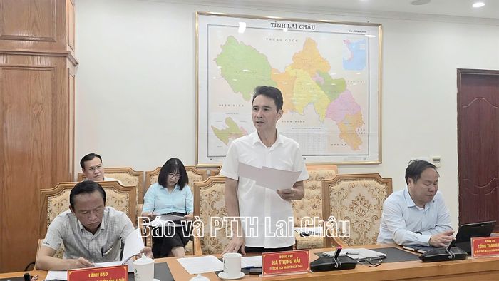 Phó Chủ tịch UBND tỉnh Hà Trọng Hải phát biểu tại cuộc họp.