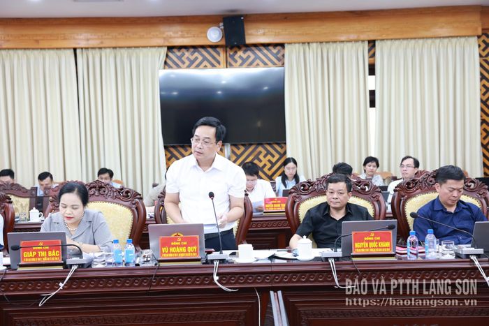 Đồng chí Vũ Hoàng Quý, Ủy viên Ban Thường vụ Tỉnh ủy, Chủ nhiệm Ủy ban Kiểm tra Tỉnh ủy phát biểu tại buổi làm việc