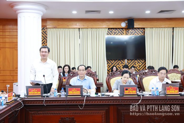Đồng chí Nguyễn Cảnh Toàn, Phó Bí thư Tỉnh ủy, Chủ tịch UBND tỉnh phát biểu tại buổi làm việc