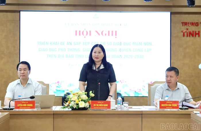 Đồng chí Vũ Thị Hiền Hạnh - Phó Chủ tịch UBND tỉnh phát biểu kết luận hội nghị.