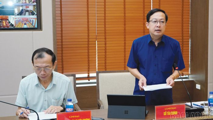 Lãnh đạo Sở Tài chính báo cáo tại cuộc họp.