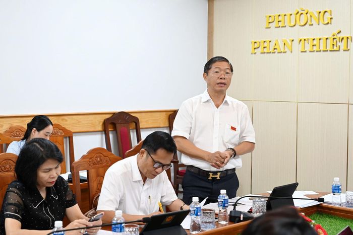 Ông Nguyễn Đức Hải, Phó Trưởng Ban Văn hóa - Xã hội HĐND tỉnh có ý kiến tại cuộc họp