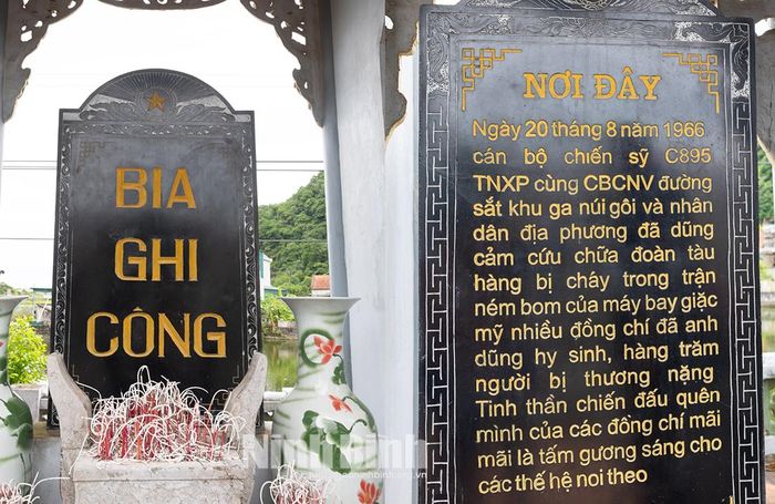 Tấm bia khắc tóm tắt sự kiện bi tráng chiều 20/8/1966.